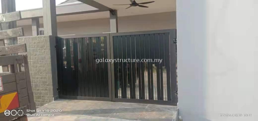 To fabrication,supply and install galvanized special swing gate with aluminium plate and door grille - Taman Maznah 