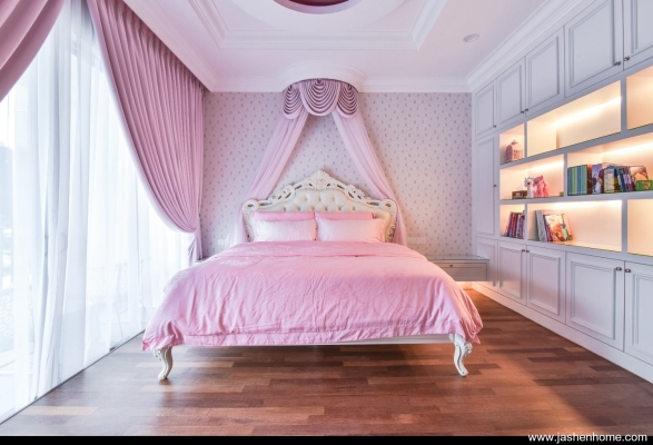 Rekaan Bilik Tidur Kanak-kanak Gaya Puteri Warna Pink Di Rumah Teres Setia Alam Duta Villa 