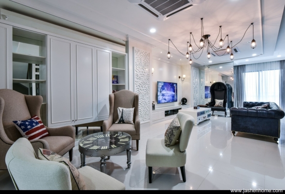 Duta Villa Setia Alam Terrace House Retro Style Living Hall & Custom Furniture