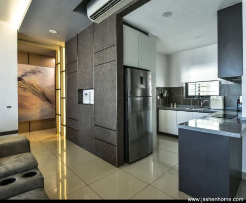 Batu Caves Lakeville Residence Condo Half Open Kitchen Design