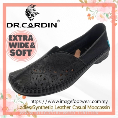 Dr.Cardin Ladies Synthetic Leather Casual Moccassin DC-700-BLACK Colour. 