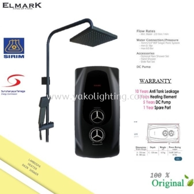 ELMARK LAMBOSPA RAIN SHOWER WATER HEATER 