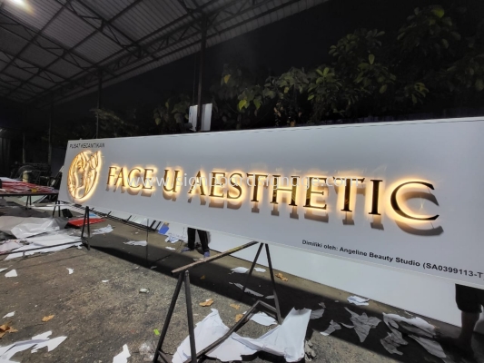 Face U Aesthetic  - Klang - 3D LED Stainless steel Gold Mirror Sigange 