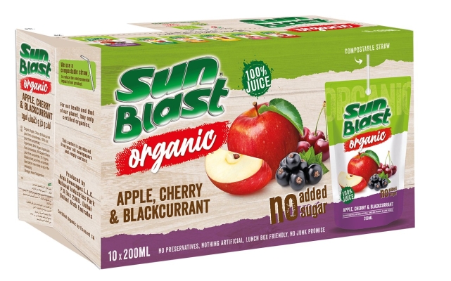 Sunblast Organic 100% Apple, Cherry & Blackcurrent Juice