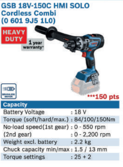 GBH 18V-34CF Solo Cordless Rotary Hammer - 0 611 914 082