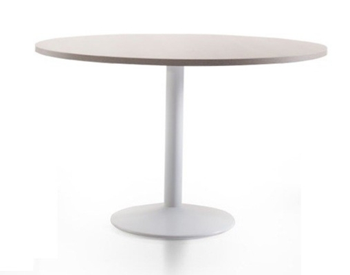 Round discussion table with white drum leg