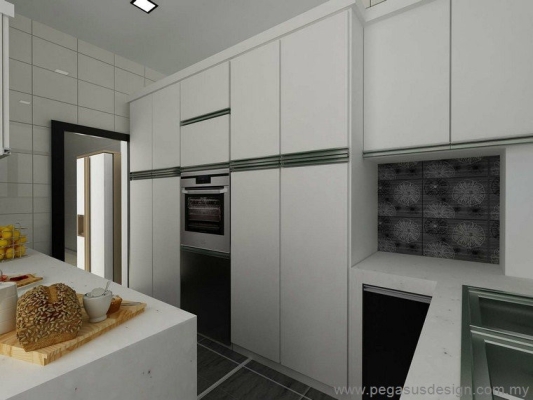 Lukisan 3D Idea Kabinet Dapur  - Gelang Patah