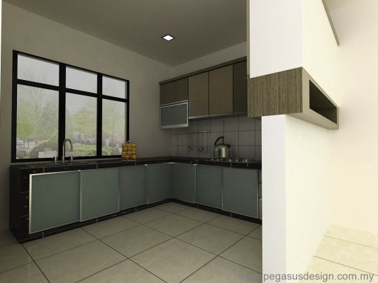 Lukisan 3D Idea Kabinet Dapur  - Gelang Patah