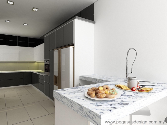 Lukisan 3D Idea Kabinet Dapur  - Gelang Patah