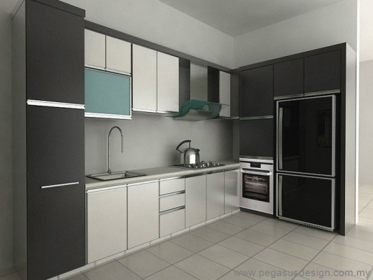 Lukisan 3D Idea Kabinet Dapur  - Gelang Patah