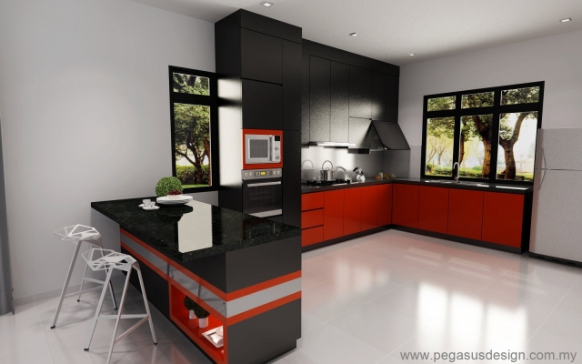 Lukisan 3D Idea Kabinet Dapur  - Gelang Patah