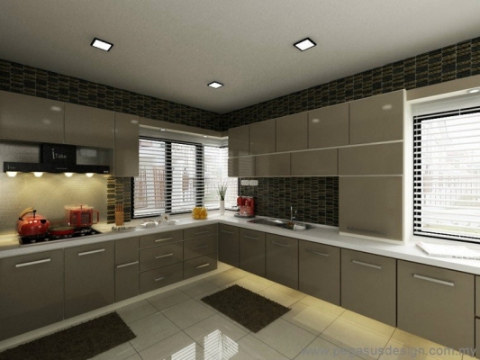 Lukisan 3D Idea Kabinet Dapur  - Gelang Patah