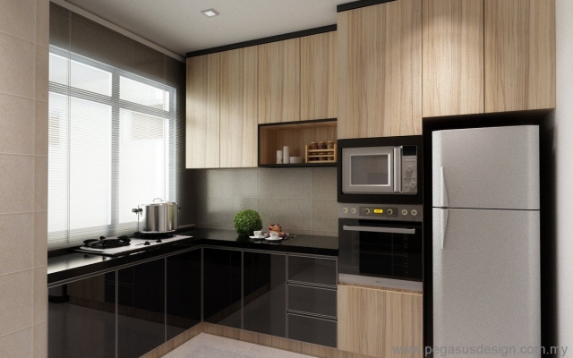 Lukisan 3D Idea Kabinet Dapur  - Gelang Patah