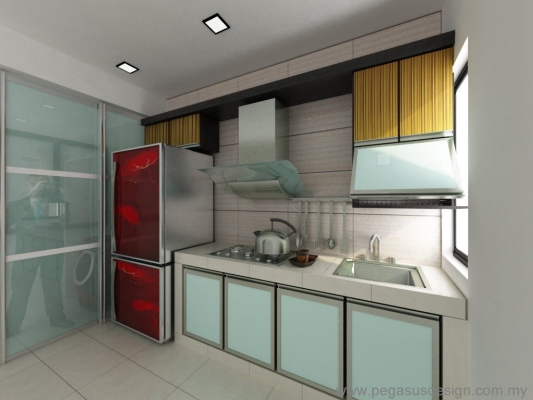 Lukisan 3D Idea Kabinet Dapur  - Gelang Patah