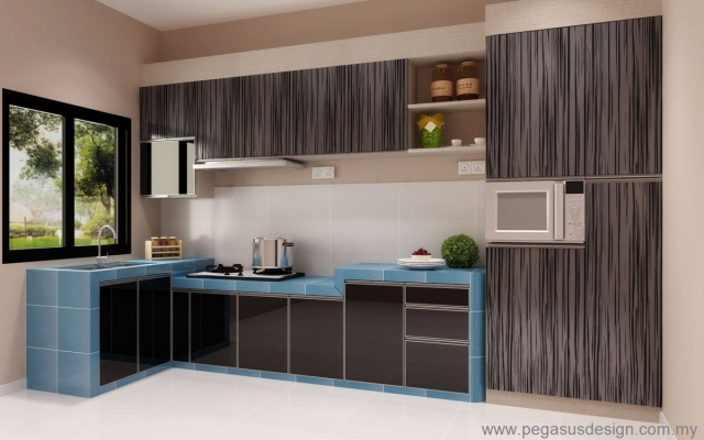 Lukisan 3D Idea Kabinet Dapur  - Gelang Patah