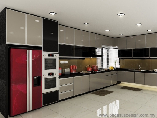 Lukisan 3D Idea Kabinet Dapur - Kempas