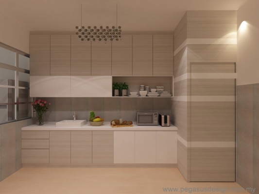 Lukisan 3D Idea Kabinet Dapur - Kempas