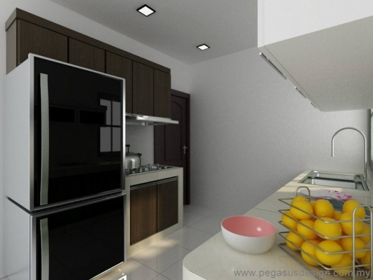 Lukisan 3D Idea Kabinet Dapur - Kempas