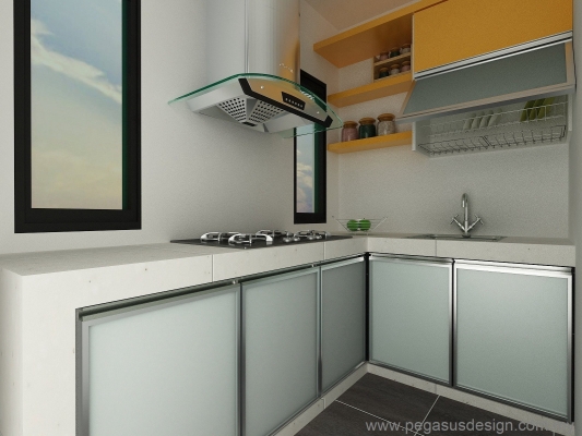 Lukisan 3D Idea Kabinet Dapur - Kempas