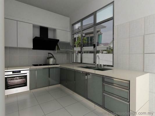 Lukisan 3D Idea Kabinet Dapur - Kempas