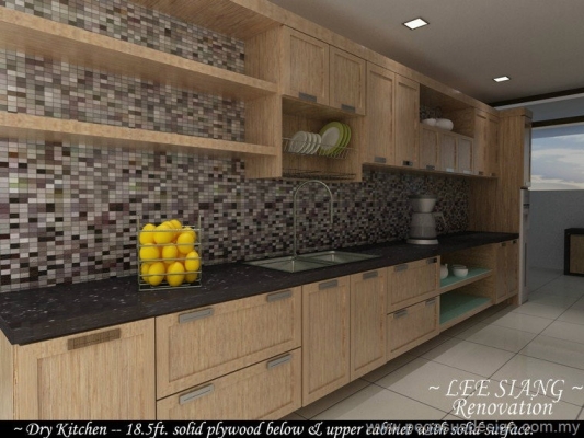 Lukisan 3D Idea Kabinet Dapur - Kempas