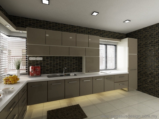 Lukisan 3D Idea Kabinet Dapur - Kempas