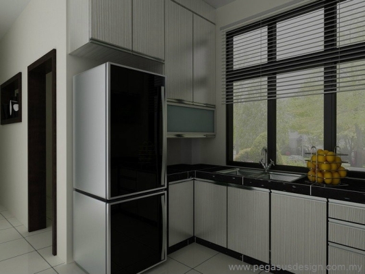 Lukisan 3D Idea Kabinet Dapur - Kempas