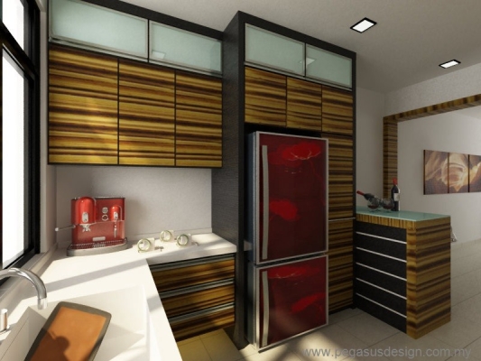 Lukisan 3D Idea Kabinet Dapur - Kempas