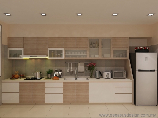 3D Drawing Kitchen Cabinet Idea - Kempas