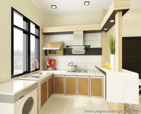 Lukisan 3D Idea Kabinet Dapur - Kempas