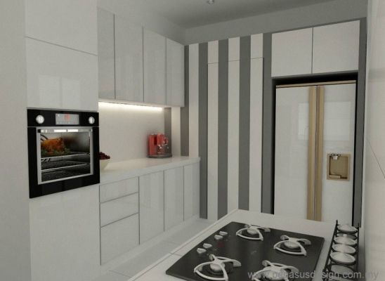 Lukisan 3D Idea Kabinet Dapur - Kempas