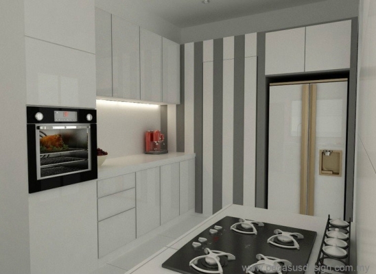 3D Drawing Kitchen Cabinet Idea - Kempas