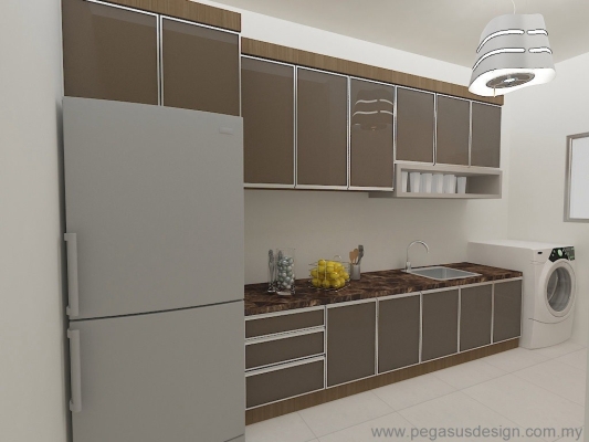 Lukisan 3D Idea Kabinet Dapur - Kempas