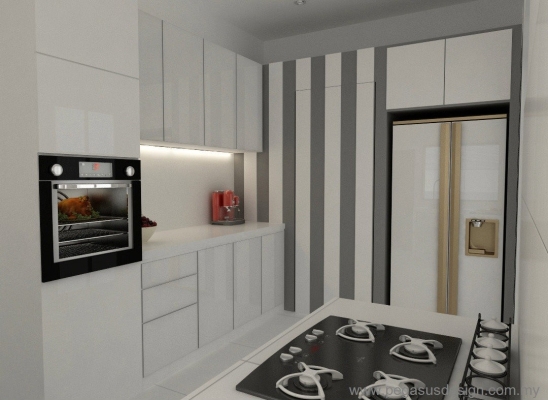 Lukisan 3D Idea Kabinet Dapur - Kempas