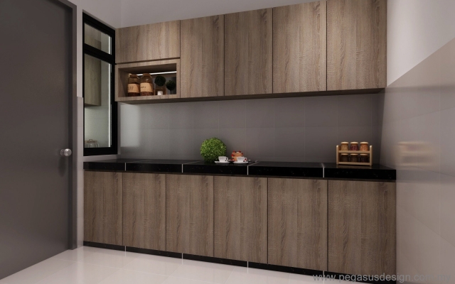 Lukisan 3D Idea Kabinet Dapur - Kempas