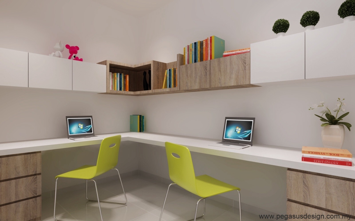 3D Drawing For Study Room Design Idea - Skudai Study Room / Study Table  Study Room 3D Design Drawing