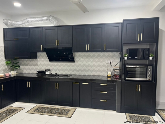 Johor Bahru Dark Grey 5G Euro Style Aluminium Kitchen Cabinet Examples