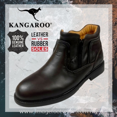 KANGAROO Full Leather Men Mid-Cut Shoe- LM-8225- MAROON Colour