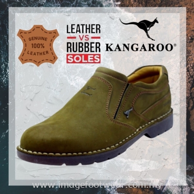 KANGAROO Full Leather Men Shoe- LM-8459- KHAKI Colour