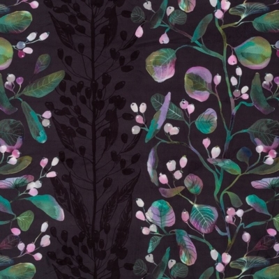 Curtain Fabrics : Dotties Love Clematis Charcoal