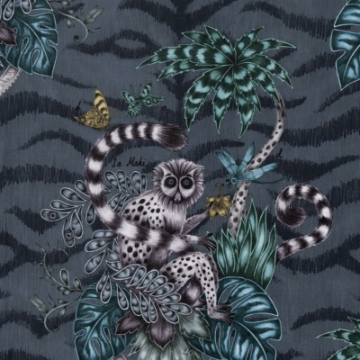 Curtain Fabrics : Lemur Velvet Navy