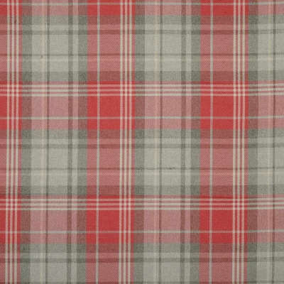 Checked Curtain Fabric : Napoli Fabric Red Grey