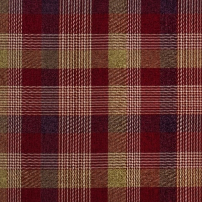 Checked Curtain Fabric : Katrine Curtain Fabric Carmine