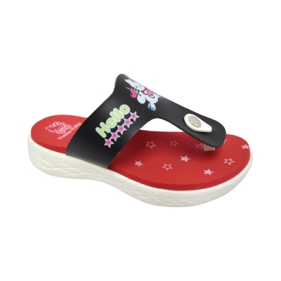 KIDS THONG COMFORT SLIPPER (KM 76-2815-BK/R) (SL.L)