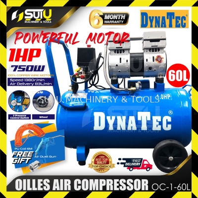DYNATEC OC-1-60L 1HP Oilless Air Compressor 1380RPM w/ Free Gift