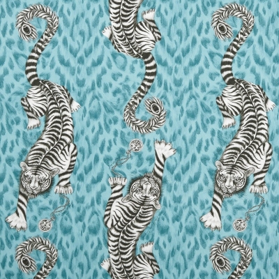 Floral Curtain Fabric : Tigris Teal