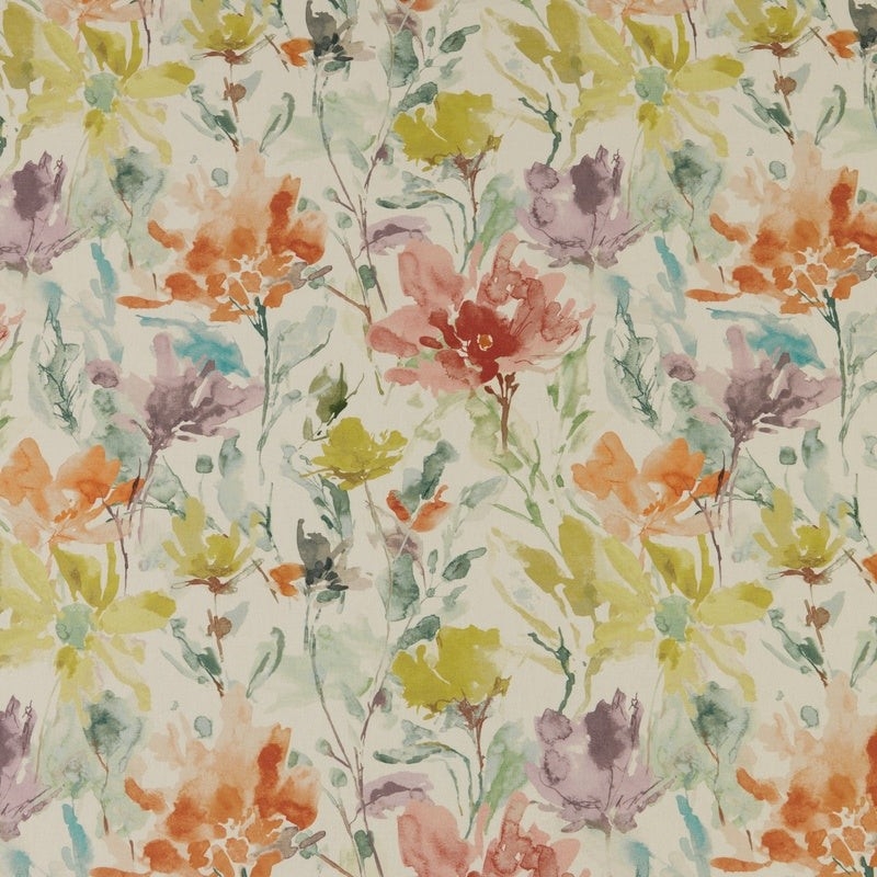 Floral Curtain Fabric : Water Meadow Curtain Fabric Clementine Floral Curtain Fabric Curtain Cloth Textile / Curtain Fabric Choose Sample / Pattern Chart