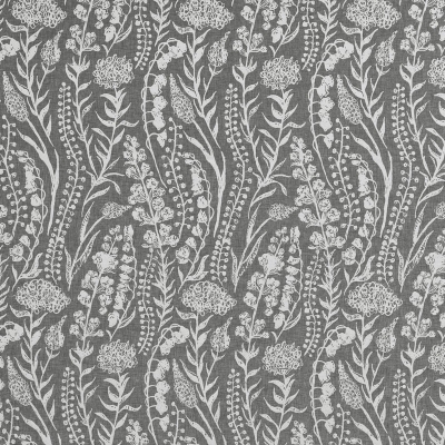 Floral Curtain Fabric : Turi Silver