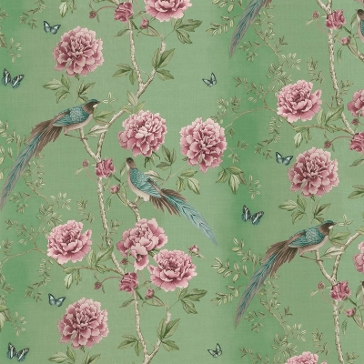 Floral Curtain Fabric : Vintagechinoiserie Jade