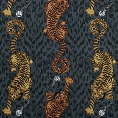 Floral Curtain Fabric : Tigris Flame